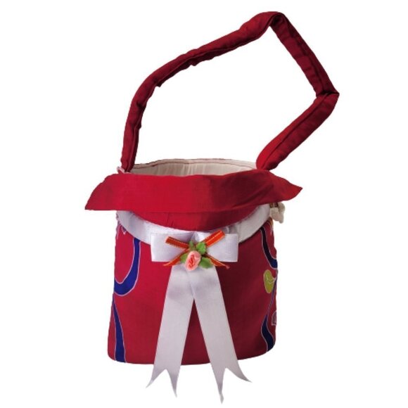 Red and Blue Hand Made Hand Painted Batik Cotton Drawstring Fabric Hobo Tote Bag - Picture 3 of 8